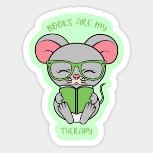 Books are my therapy, cute rat Sticker